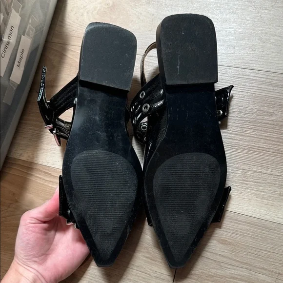 Steve Madden Black Double Buckle Flats - Picture 3 of 6